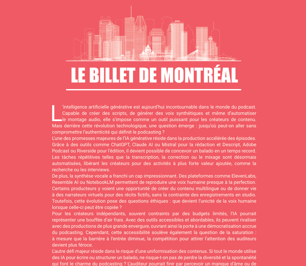 Billet de montréal